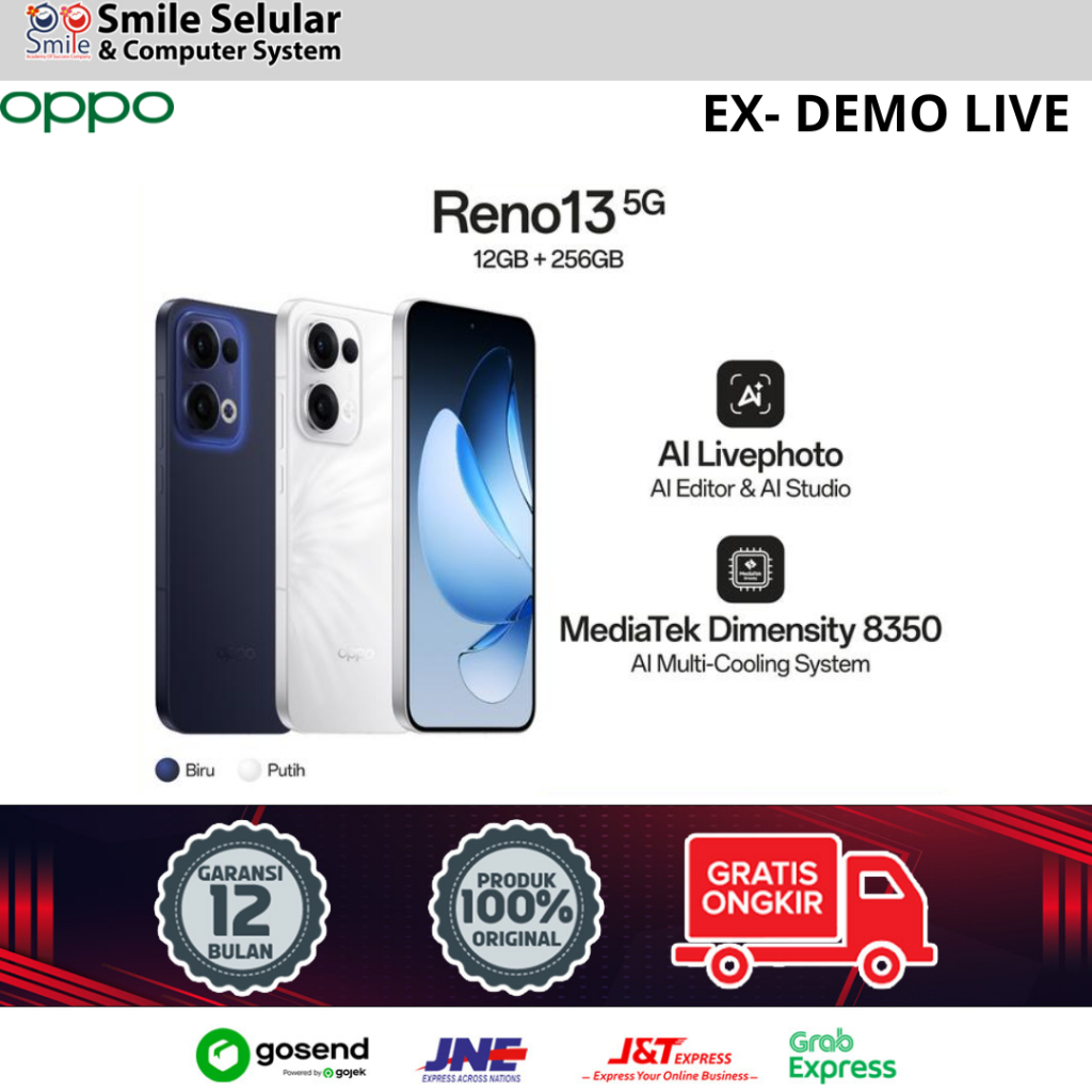 Oppo Reno 13 5G 12GB/256GB EX- DEMO LIVE WARNA BLUE