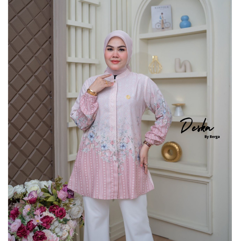 Berga blouse tunik cotton silk silky motif printing terbaru Deska by Berga Collection