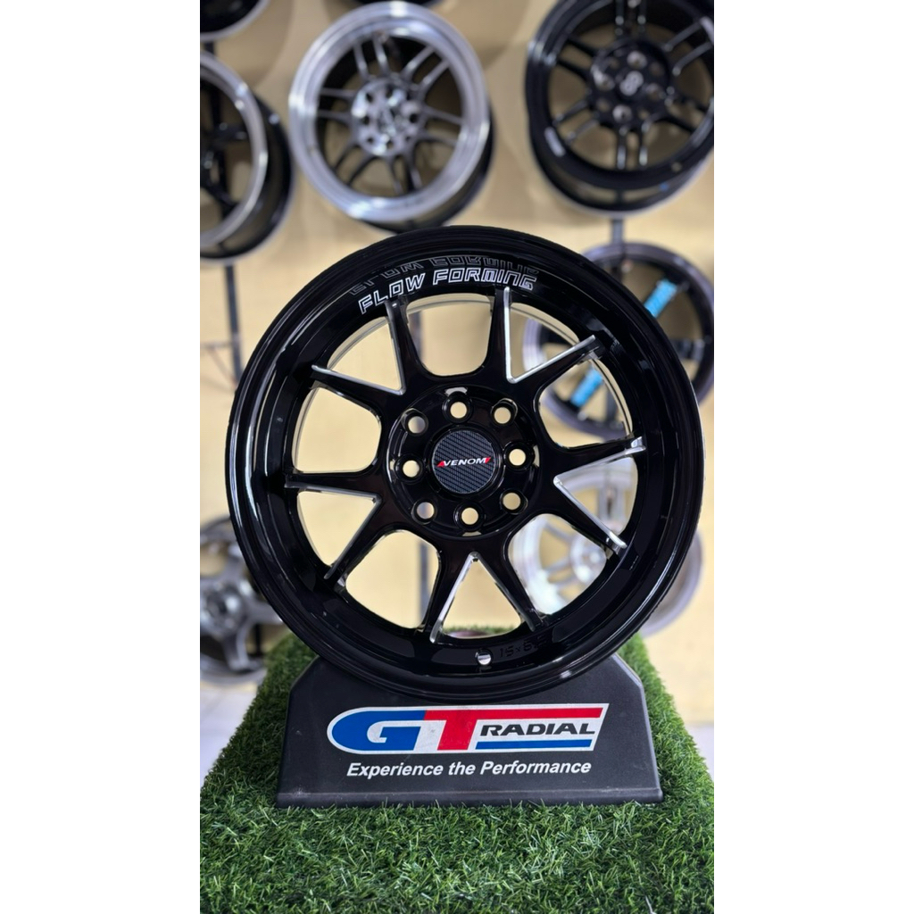 velg venom6 r15 4x100/114pcd lebar6,5 et42 gloss black by jf luxury