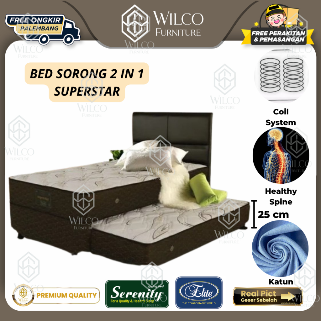 Bed Sorong 2 in 1 Serenity Super Star / Matras Kasur Sorong Springbed - Sorong Atas 90