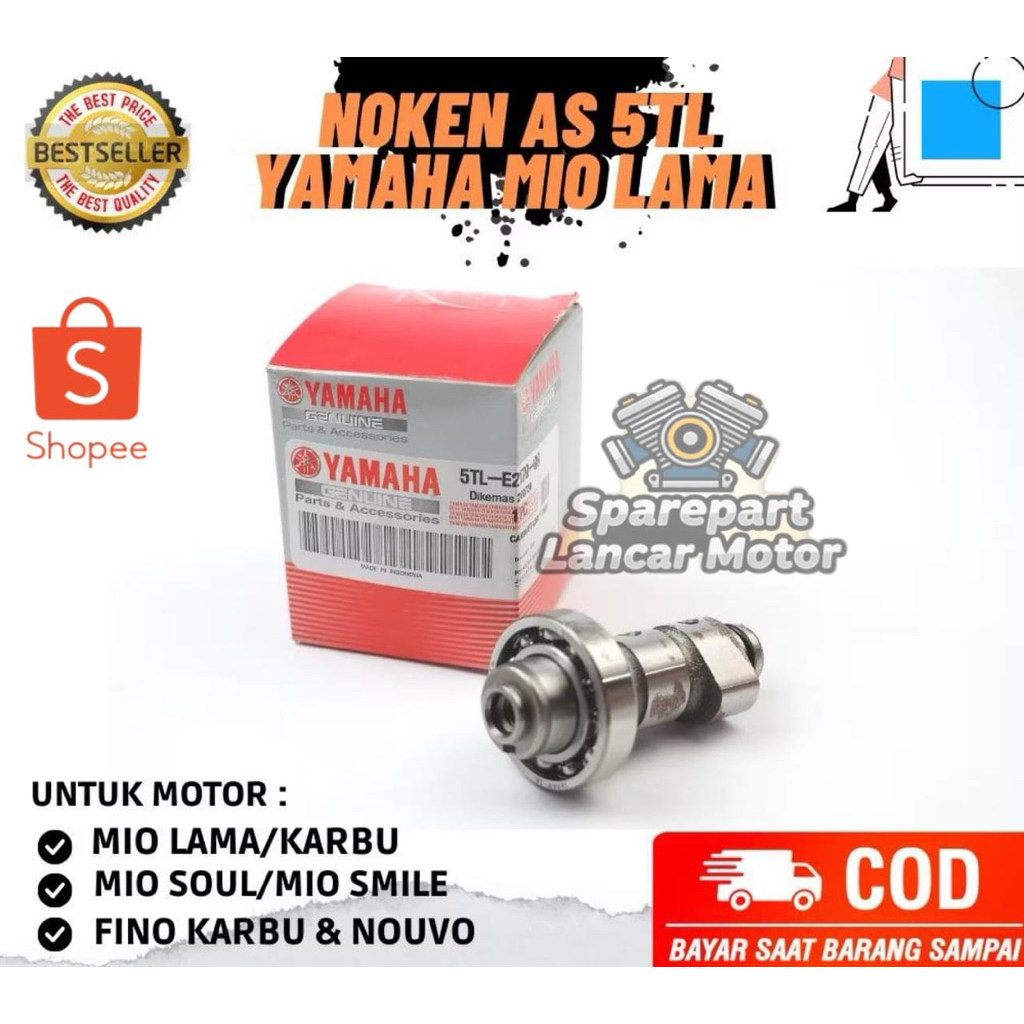 100% ORIGINAL Noken As Mio Sporty Mio Soul Fino Karbu Original Yamaha 5TL-E2170-00 / 5LW Camshaft Mi