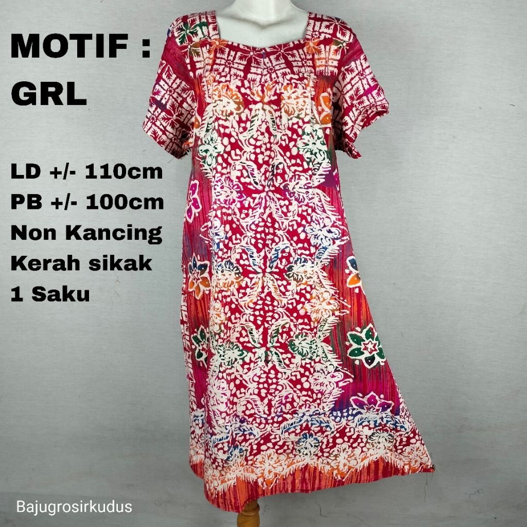 Daster Batik Cetak Gadis Remaja LD 110cm Sikak Lancip