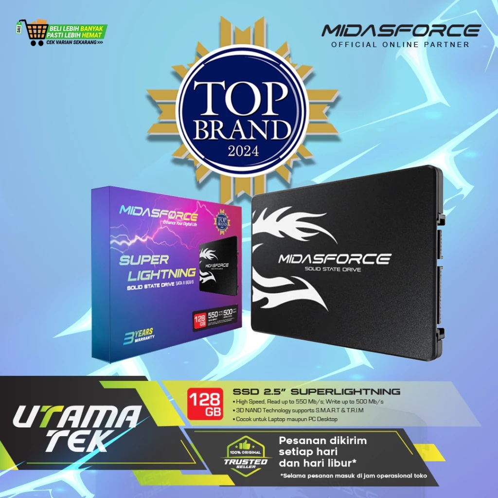 SSD MIDASFORCE 128 GB RESMI ORIGINAL SSD 128GB
