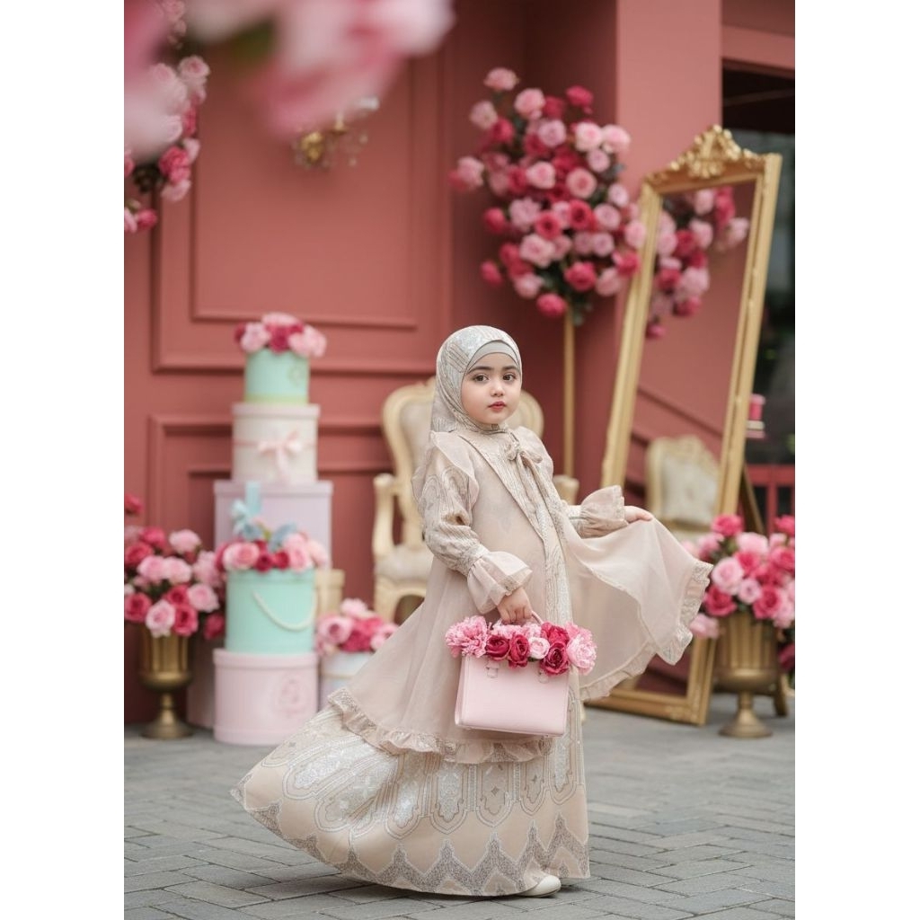 Dress Anak Perempuan Muslimah Elegan – Gaun Pesta Anak Premium Estimasi Usia 4-11/12 tahun