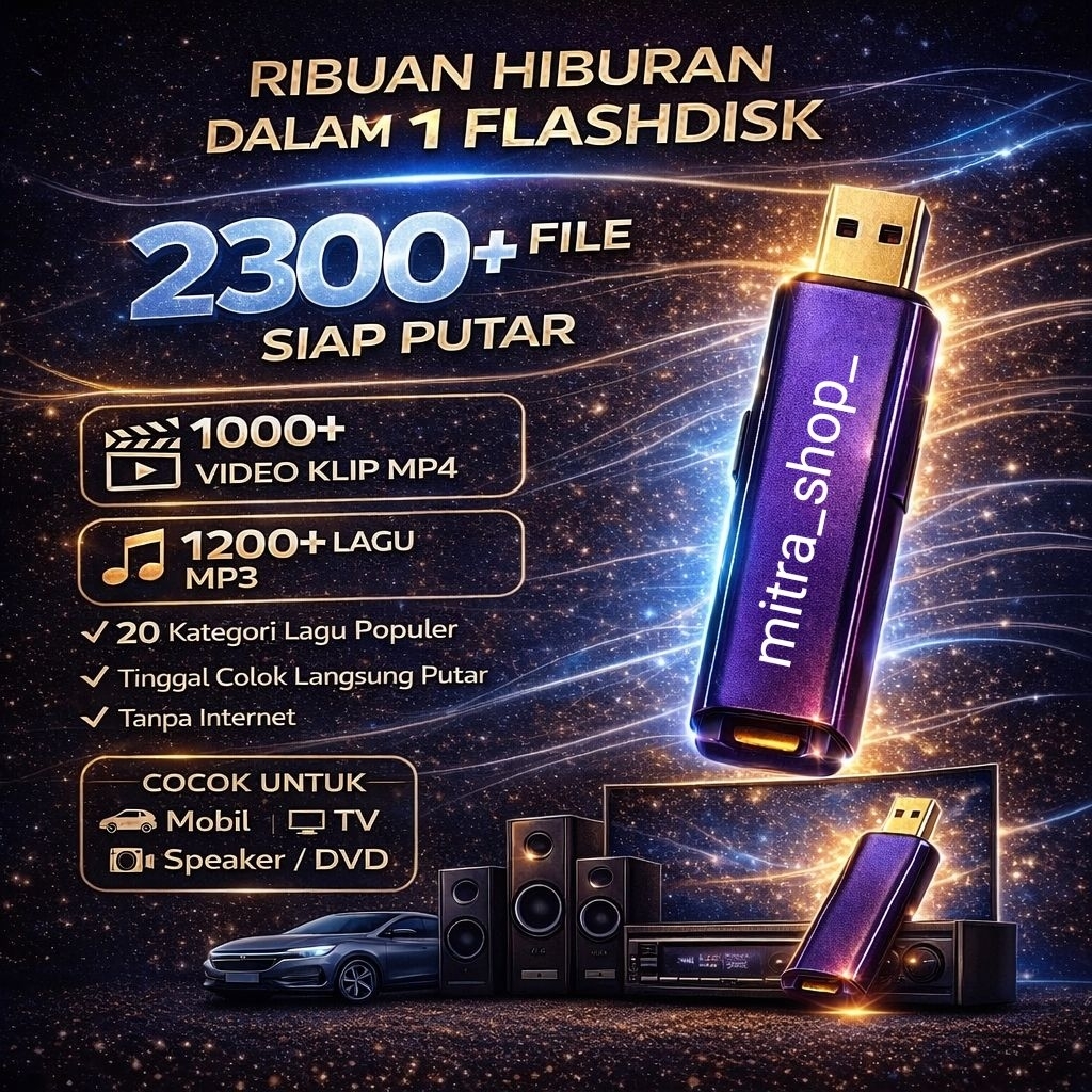 Flashdisk Lagu MP3 MP4 Lengkap 2300+ File | Lagu Indonesia Barat Dangdut DJ | Plug & Play Mobil TV f