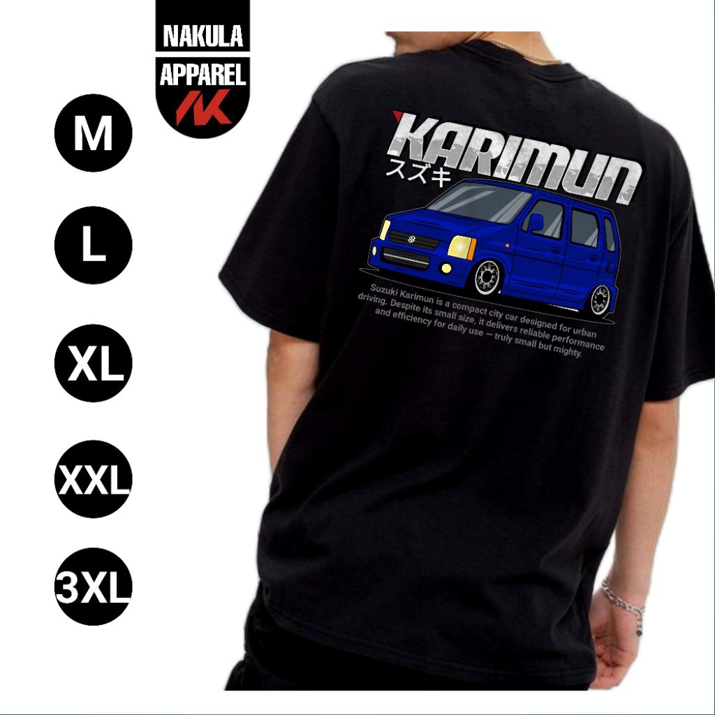 kaos mobil Karimun warna biru kaos karko Suzuki Karimun kotak