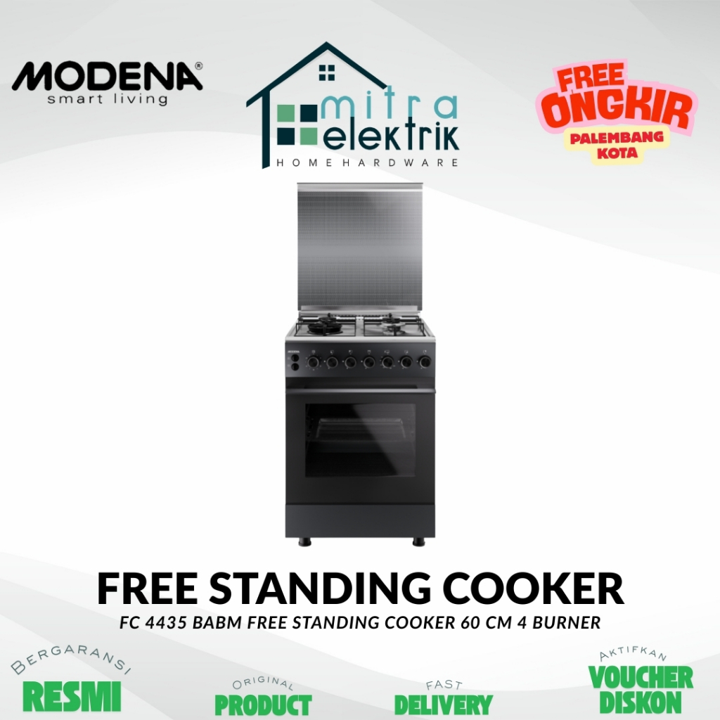 Kompor Gas MODENA FC4435BABM Free Standing Cooker 60 Cm 4 Burner
