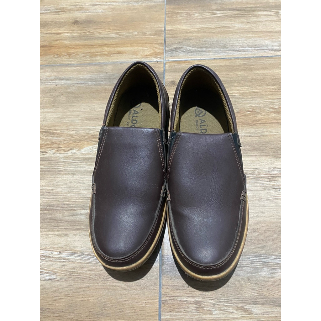 aldous-sepatu pria kulit dark brown