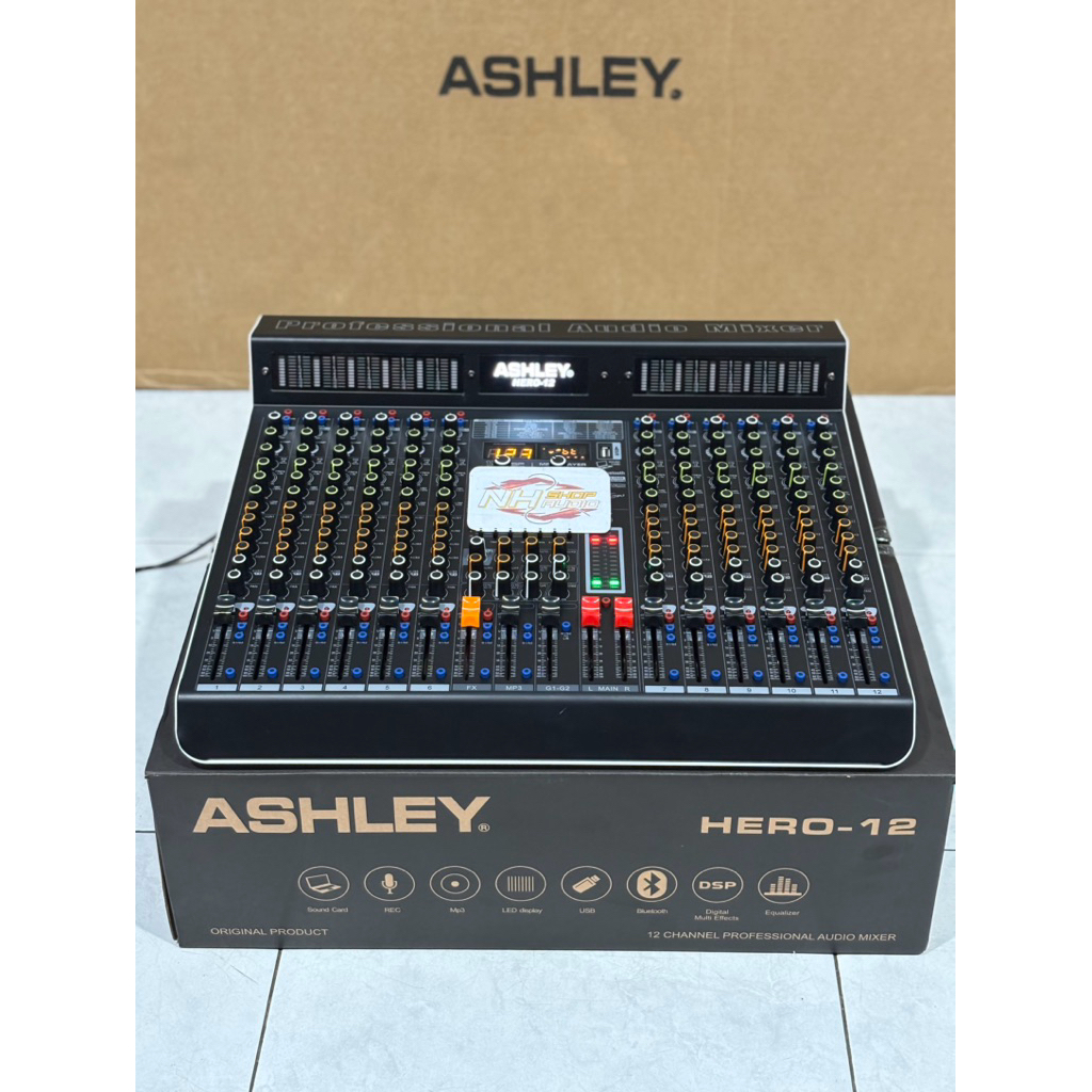 Mixer audio Ashley HERO-12 Original 12 Channel usb bluetooth efek digital reverb 199 dsp edit A edit