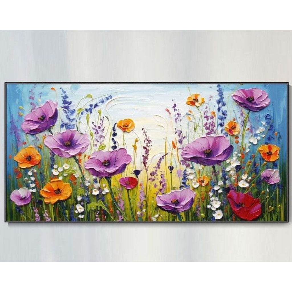 Lukisan dinding minimalis modern bunga untuk hiasan dinding rumah