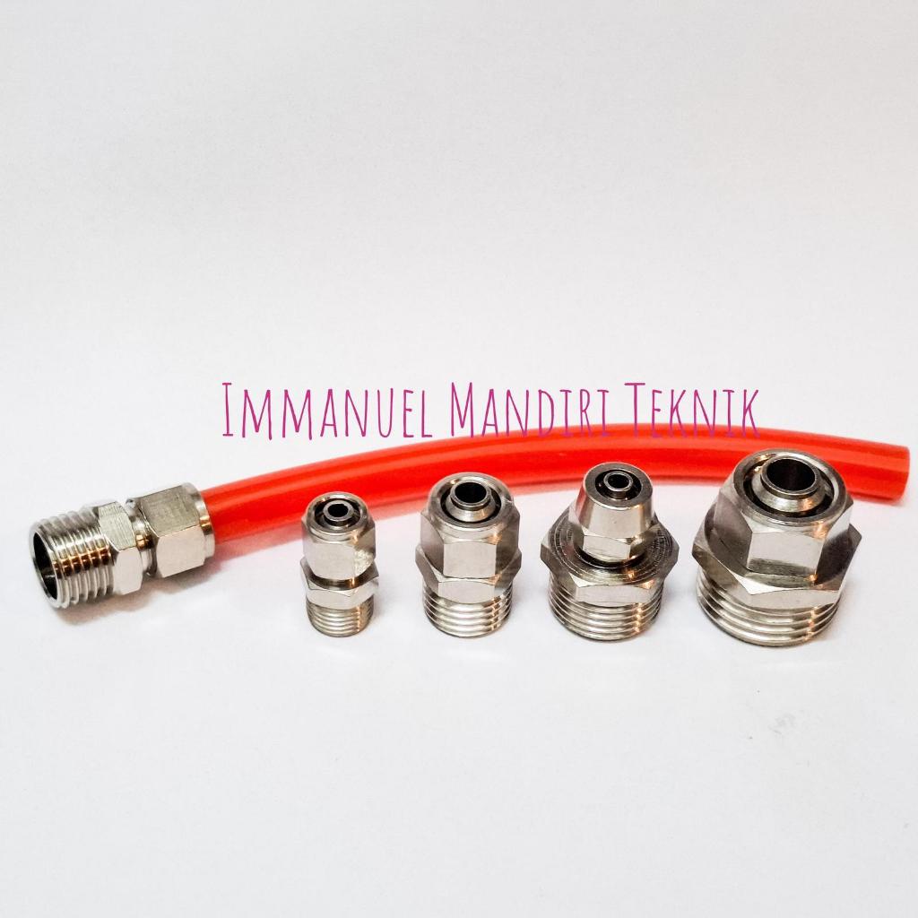 Nepel pneumatic tube / Nepel angin lurus / Fitting pneumatic push in / Male pneumatic push in