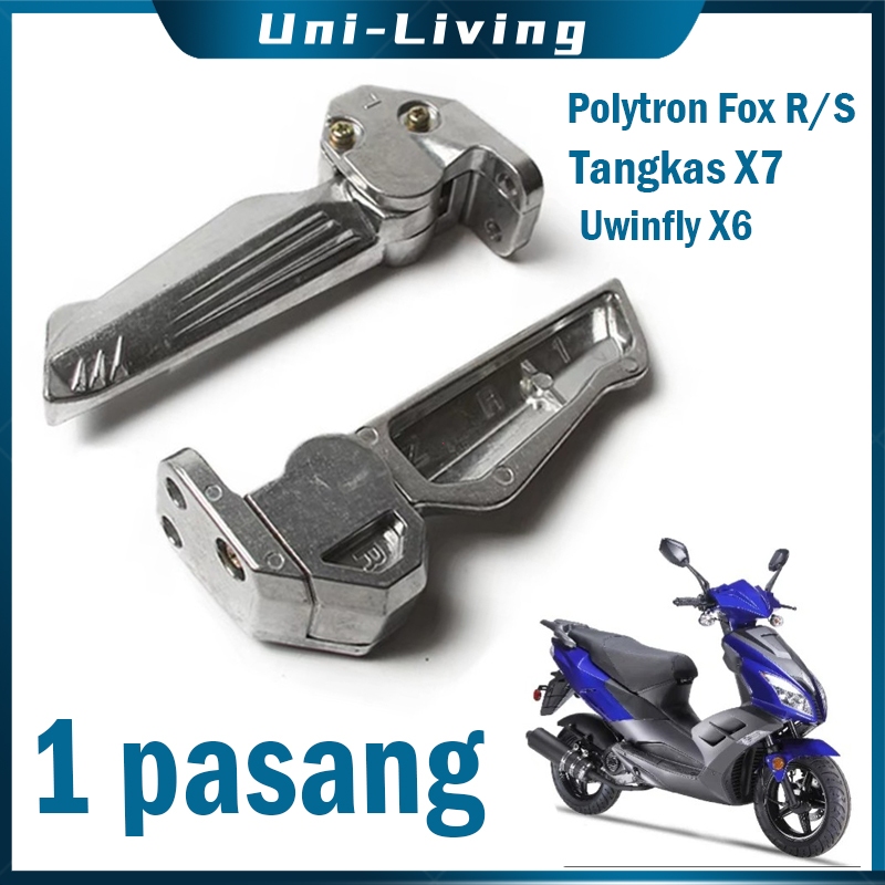 2pcs Pedal Sepeda Listrik Pijakan Kaki Motor Utk Polytron Fox R/S Footstep Lipat Aluminum Pedal Bela