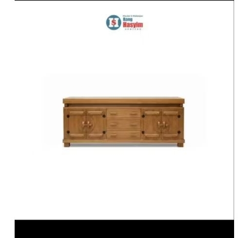 BANG HASYIM Bufet TV Kayu Jati 2 Meter, Meja TV Minimalis Modern, Lemari TV Kayu Solid, Credenza Kay