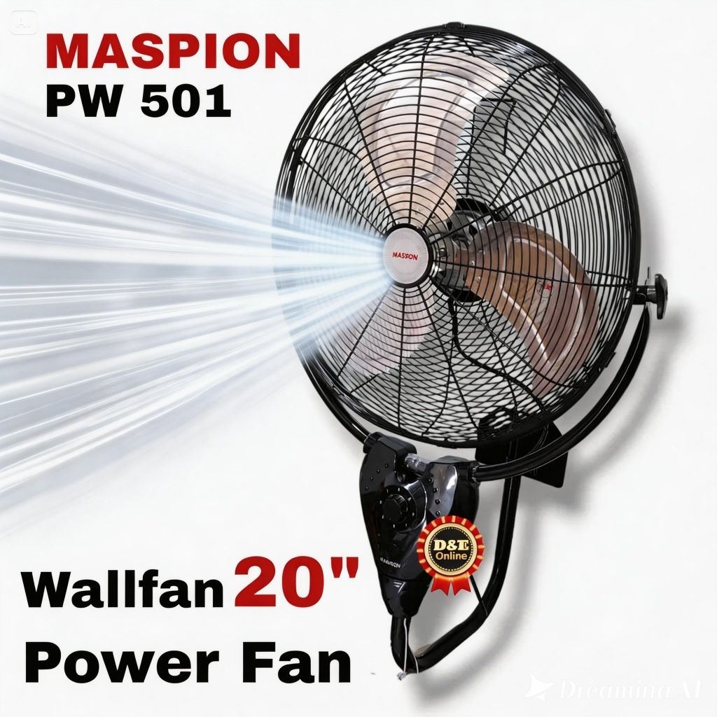 Maspion kipas dinding power fan wall fan pw 501 Hitam (pengiriman instan) ukuran 20" angin kencang t