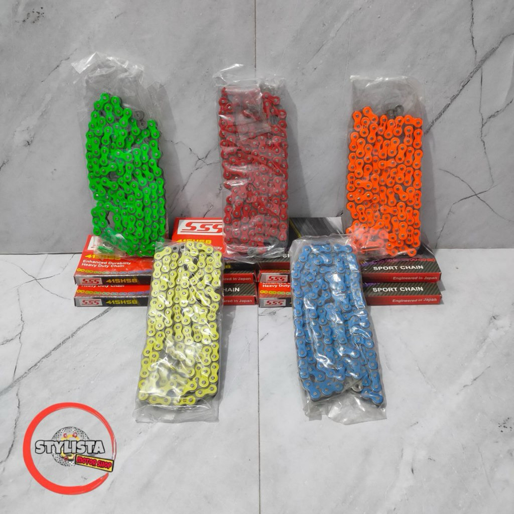 RANTAI SSS 428-130 428-140 WARNA ORANGE BIRU HIJAU RANTE SSS WARNA 428-130/140