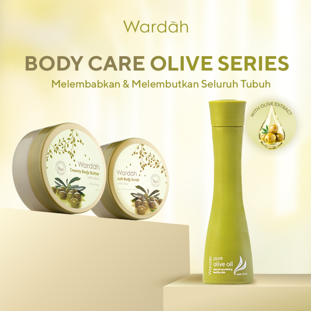 Wardah Body Care Olive Series - Body Scrub, Body Butter, Pure Oil - Natural Halal Melembabkan - Pers