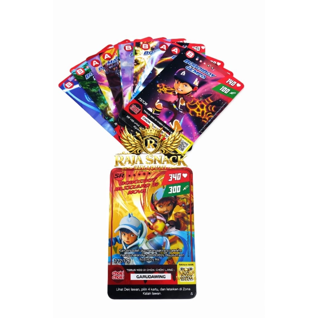 Kartu Choki Choki SR Boboiboy Blizzard & Nova 1 Kartu Holo + 9 Kartu tambahan