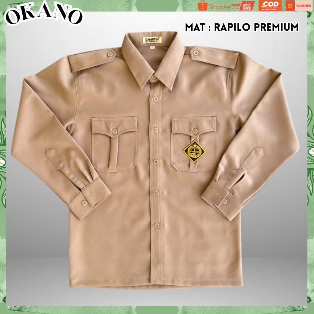 Baju Pramuka Lengan Panjang Pria Rapilo PNS SMP SMA GURU Penggalang Penegak Pembina