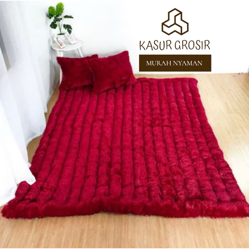 Merajut_Berkah Kasur Gender Bulu Rasfur Free 2 Bantal/Kasur Lantai Bulu Tebal Empuk/Kasur Bulu