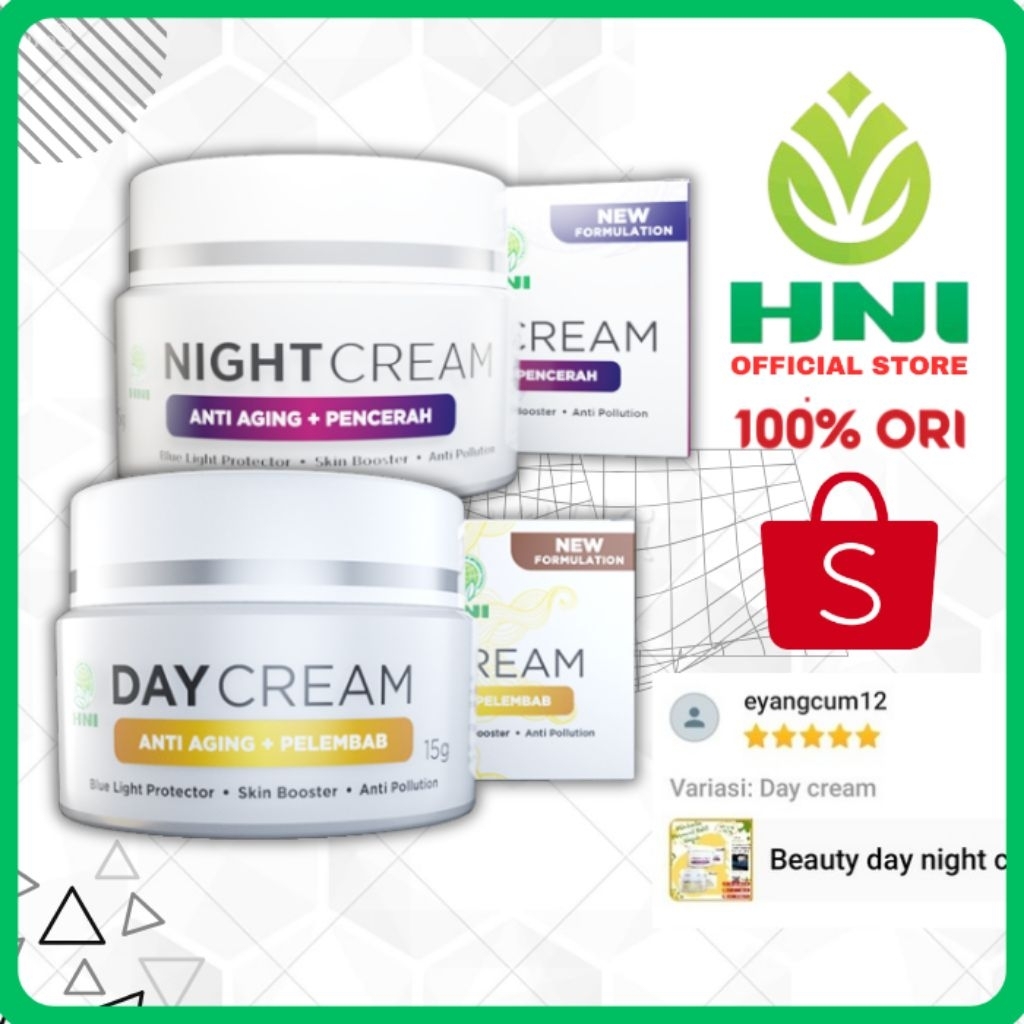 Beauty day night cream perawatan kulit wajah herbal hni hpai