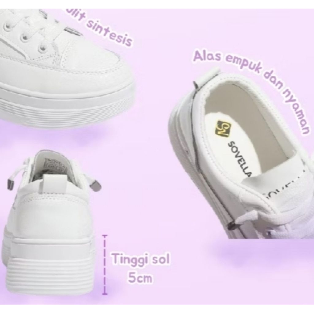 Sandal Sepatu Wanita Sovella Alexa Sneakers Kulit Sintetis High Quality