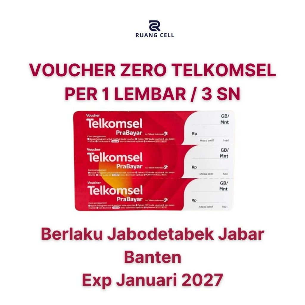 Voucher Zero Telkomsel Per 3 SN / Voucher Kosong Telkomsel 1 Lembar