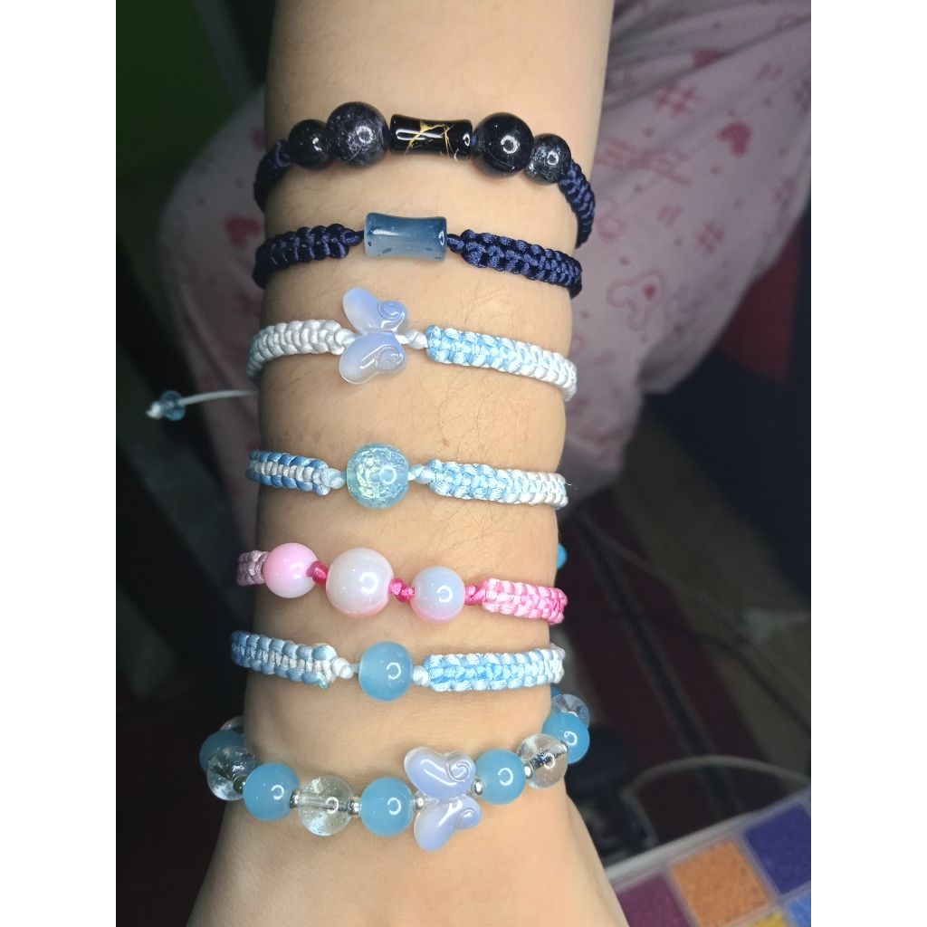 Gelang Tali Giok Kaca | Gelang Tali Serut Batu Giok Kaca | Gelang Estetik Unisex | Aksesoris Tangan 