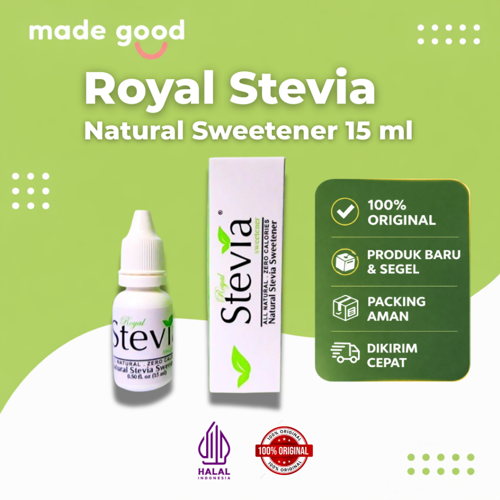 Royal Stevia Natural Sweetener 15ml Pemanis Alami Pengganti Gula Rendah Kalori Diet Keto Diabetes Fr