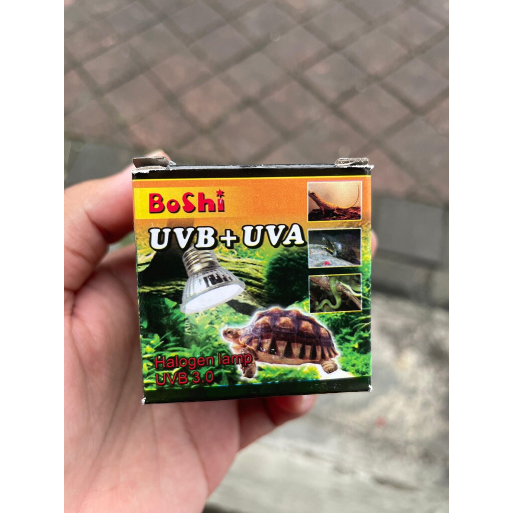 Lampu Reptil UVA+UVB Halogen 25 Watt Hangatkan Kura, Sulcata, Ular, Iguana