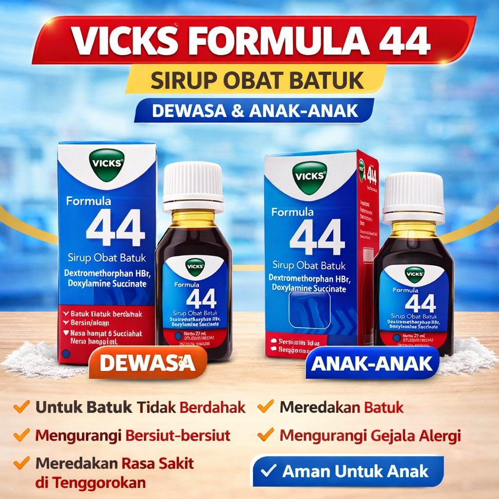 VICKS FORMULA 44 SIRUP OBAT BATUK | VICKS 44 DEWASA & ANAK | 27ML & 54ML
