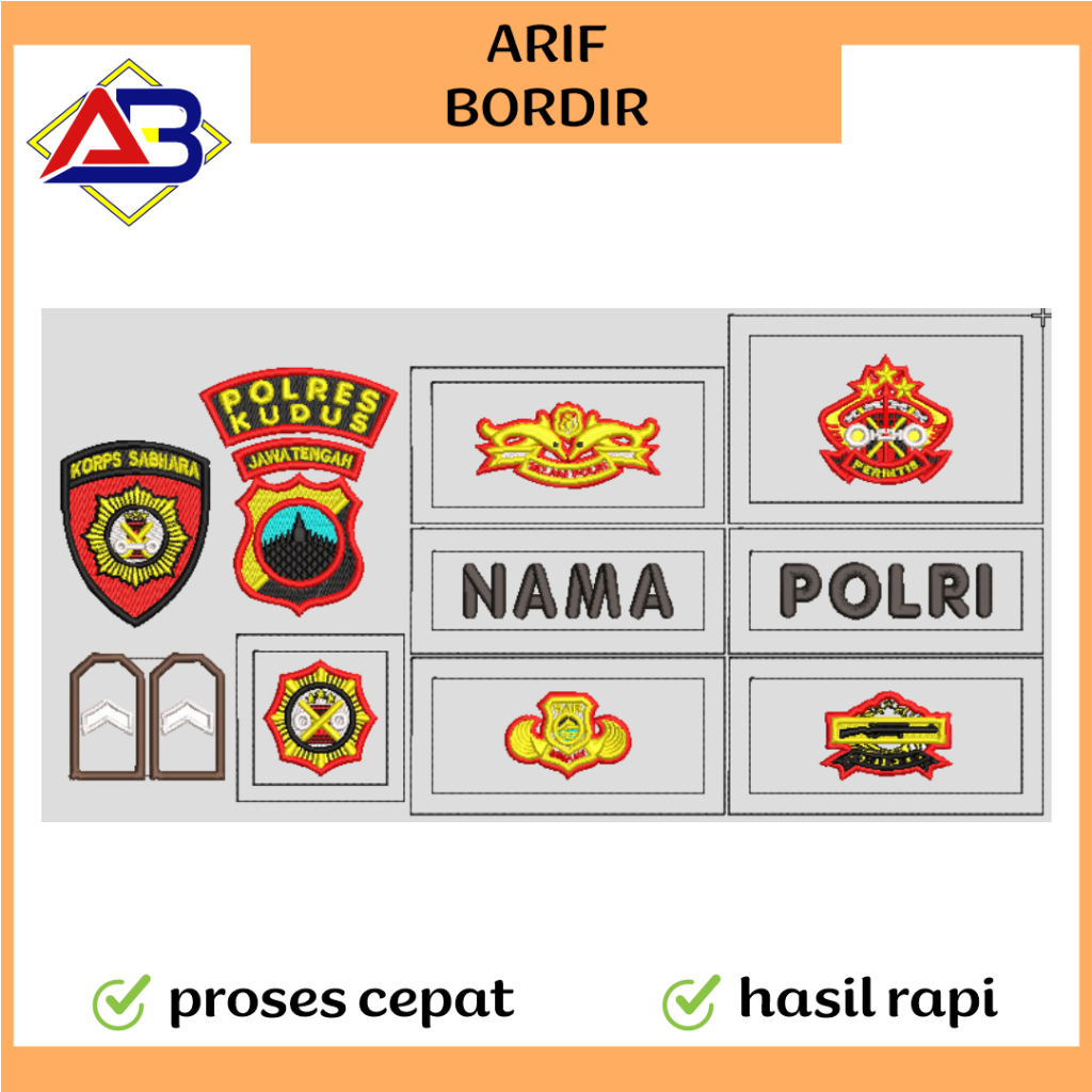Bordir Polri Timbul Satu Set Sabhara Binmas x Timbul Premium