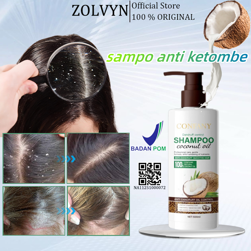 ZOLVYN Shampo anti ketombe Shampo Kelapa Pelembab anti gatal Sampo Anti Ketombe Coconut shampo kutu 