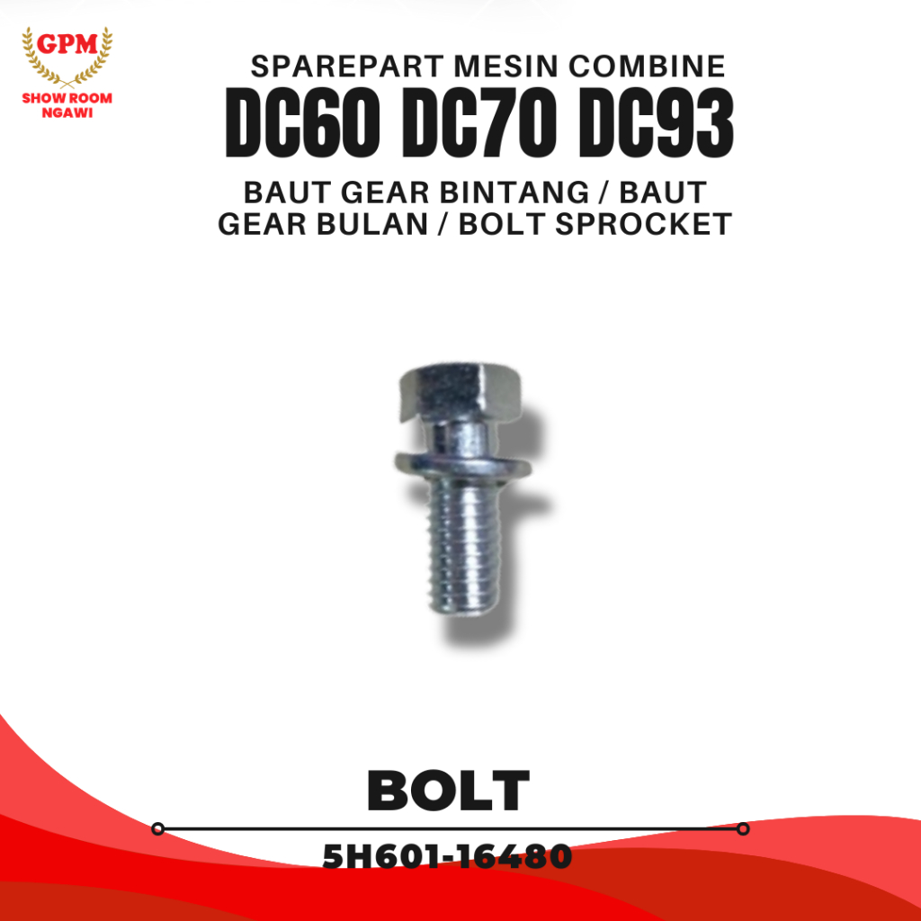 Sparepart Suku Cadang Bolt 5H601-1648-0 Baut Gear Bintang Bulan / Bolt Sprocket Untuk Mesin Panen Pa