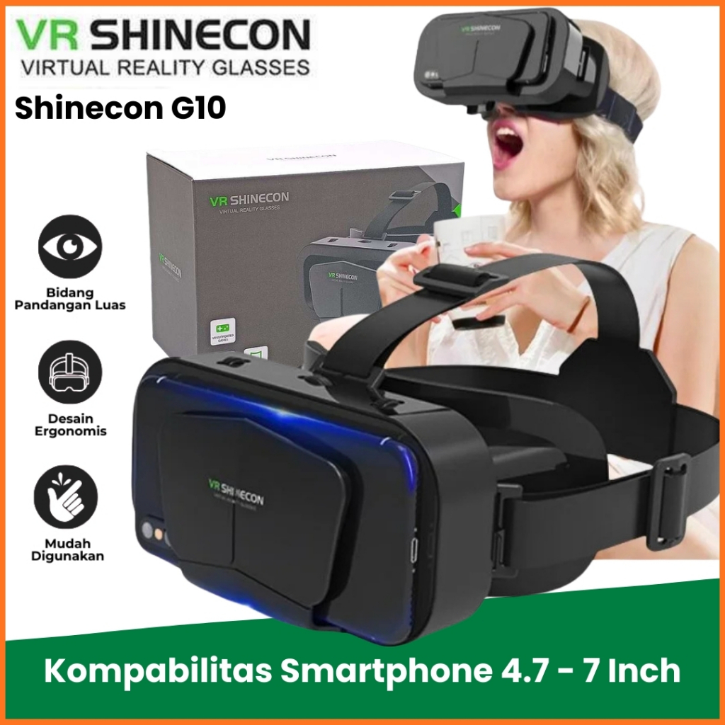 MS Shinecon G10 VR Box Virtual Reality 3D Glasses IMAX Giant Screen Kacamata Vr Game Android Untuk S