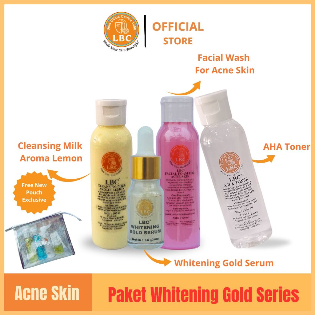 LBC Paket Whitening Gold Series For Acne Skin (FREE POUCH)