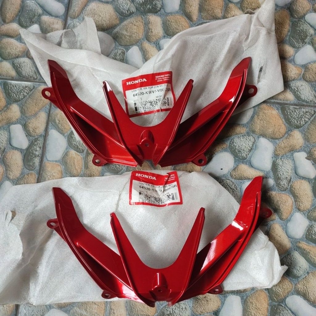 LOUVER FRONT TOP CN SC RD GARNISH HONDA REVO DX 110 MERAH CANDY 64520-KWW-V00CSR COVER TAMENG REVO D