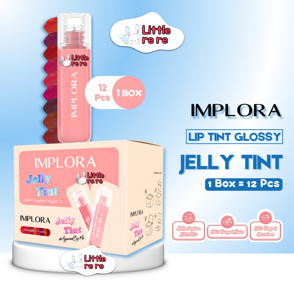 (1 BOX) IMPLORA Jelly Tint Liptint Glossy - 1 Box / 12 Pcs