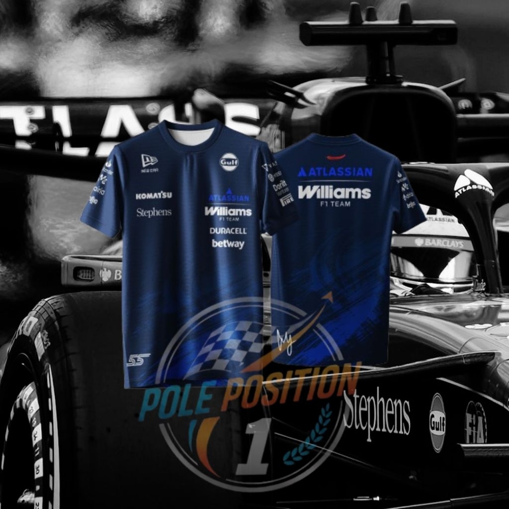 PROSES KILAT Jersey F1 Williams Racing 2026 Carlos Sainz Fullprint  Lengan Pendek