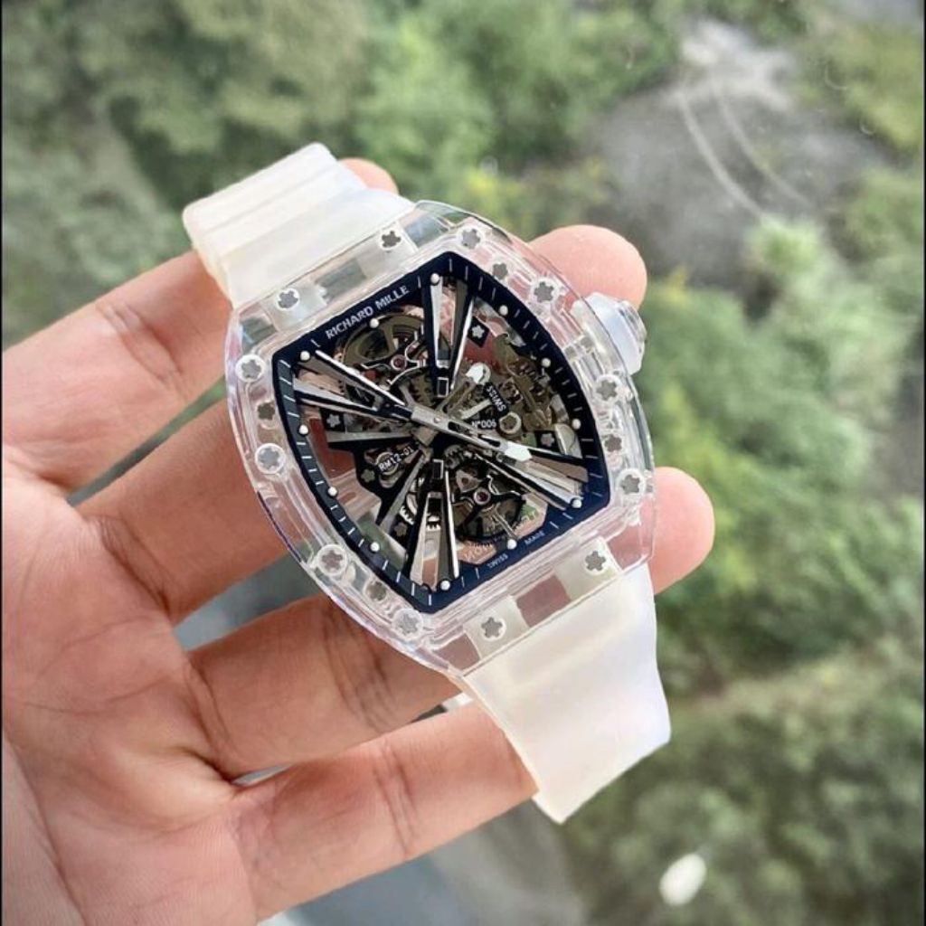 JAM TANGAN RM12-01 TOURBILLON SWISS AUTOMATIC DM 44MM JAM TANGAN TRANSPARAN DI DESAIN MEWAH