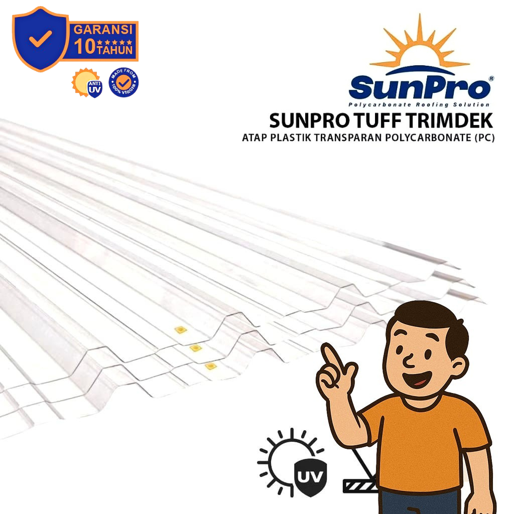 Sunpro Tuff Atap Spandek Polycarbonate Transparan Bening