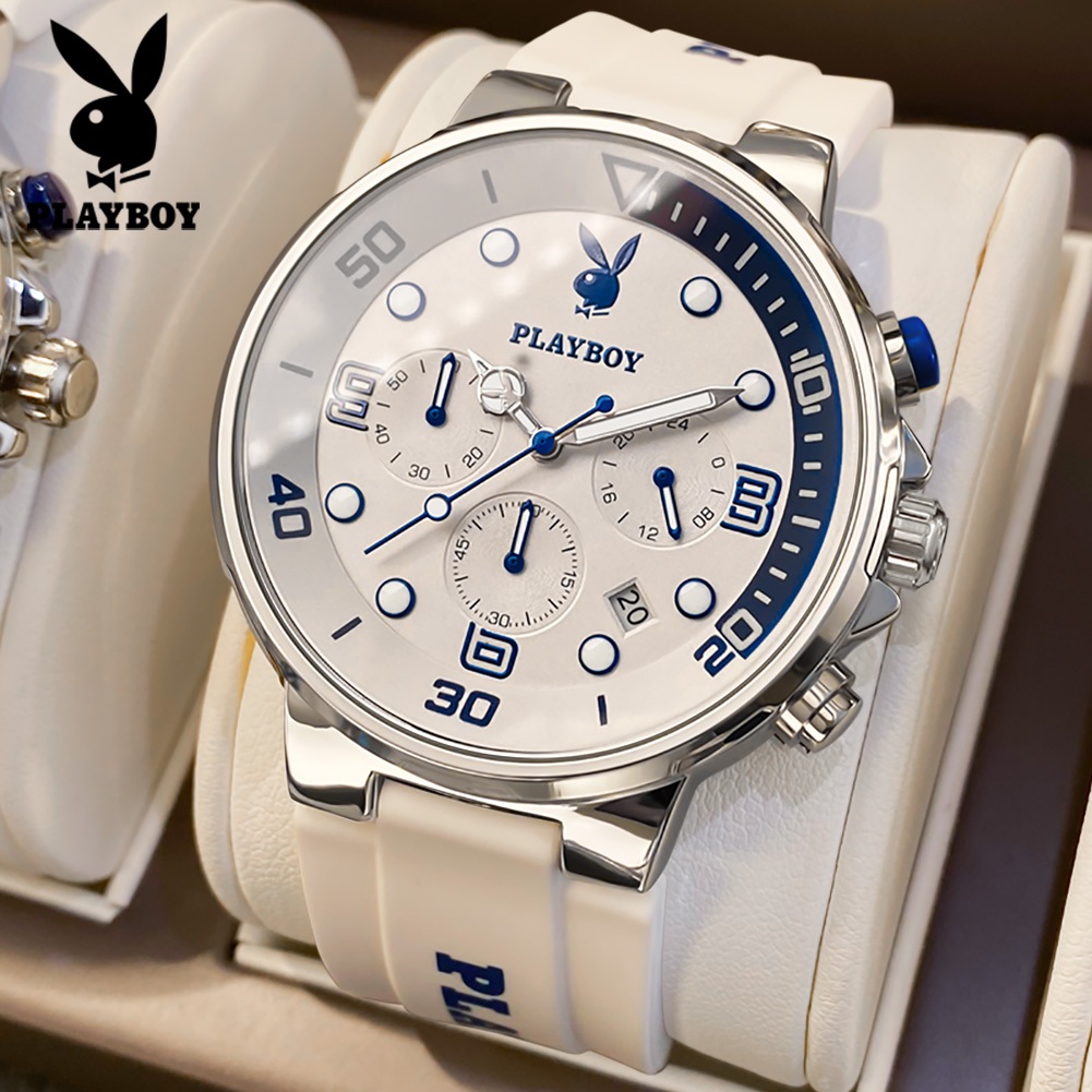 READY STOCK PLAYBOY Jam Tangan Pria Anti Air Original Quartz Kalender Luminous Multifungsi Nyaman