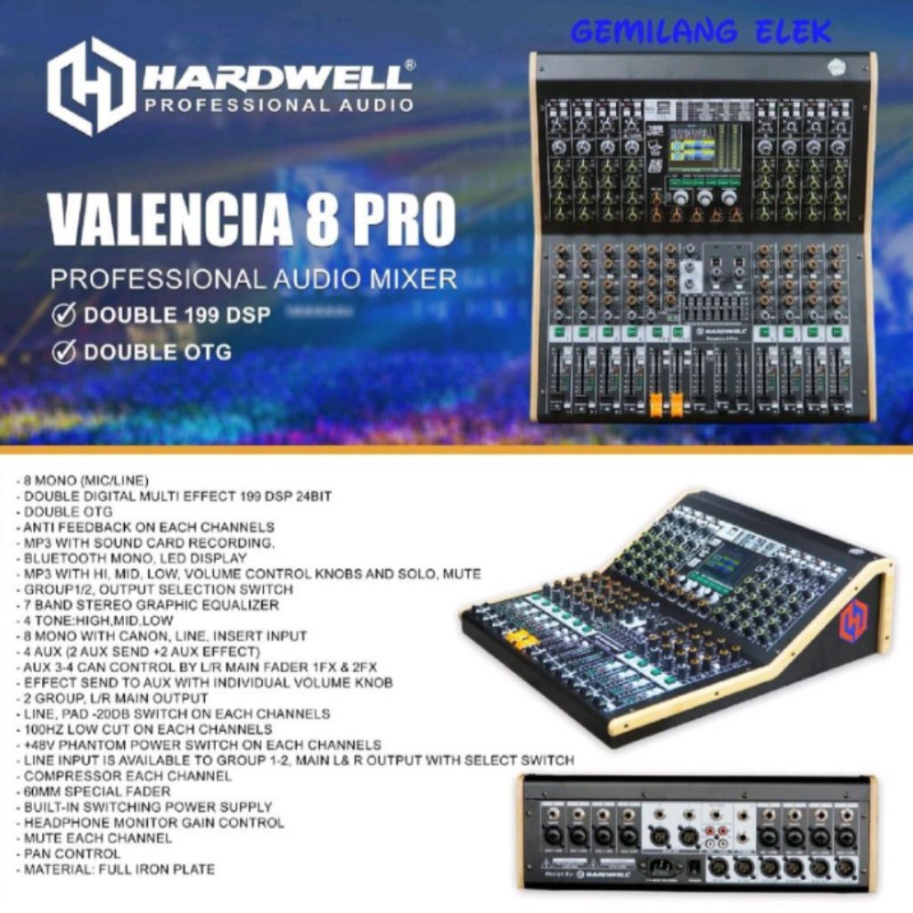 Mixer Hardwell Valencia 8 Pro 8Pro 8 Channel Original