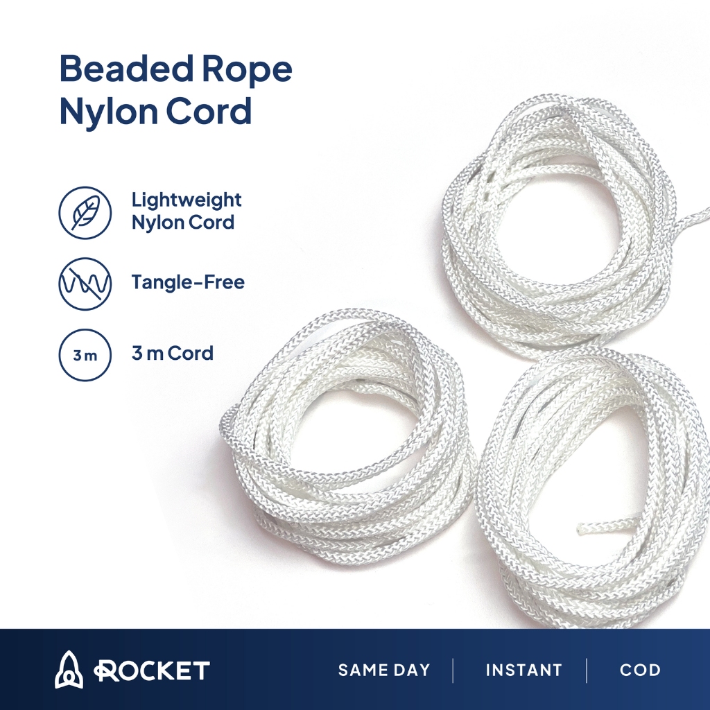 [ROCKET ROPE] CORD ONLY 3m 3 meter Beaded Jump Rope Short Handle Beads Jumprope Skipping Rope Lompat