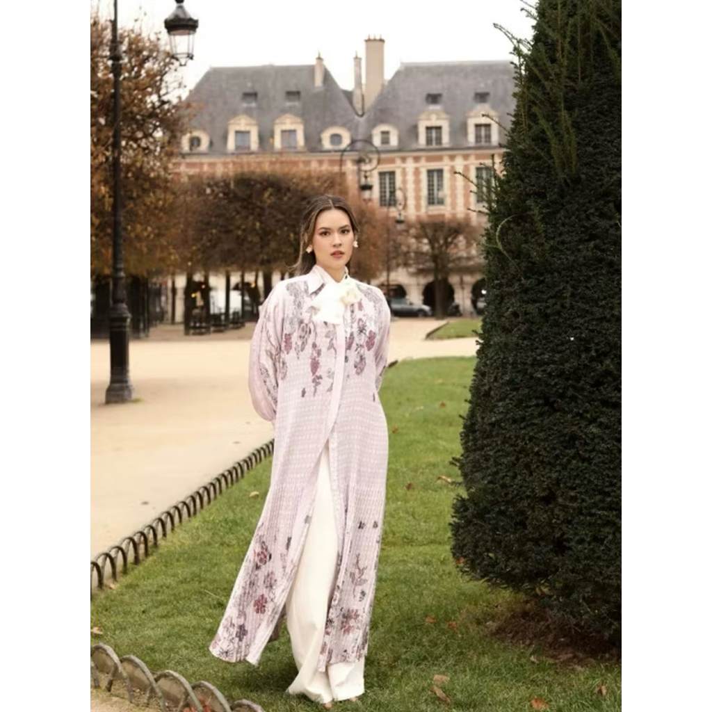 Benang Jarum Festive Finesse Pleated Dress - Pink