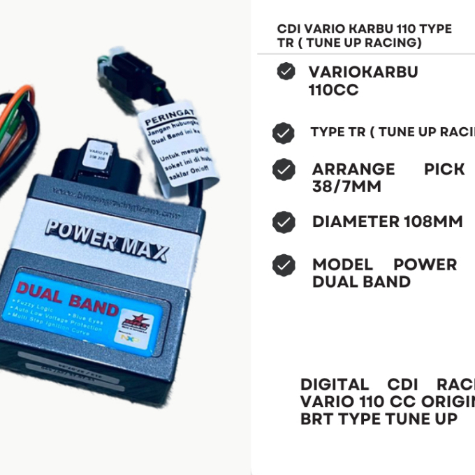 CDI VARIO 110CC CDI VARIO KARBU 110C CDI BRT VARIO KARBU 110CC TYPE (TR) TUNE UP RACING (RK) RACING 