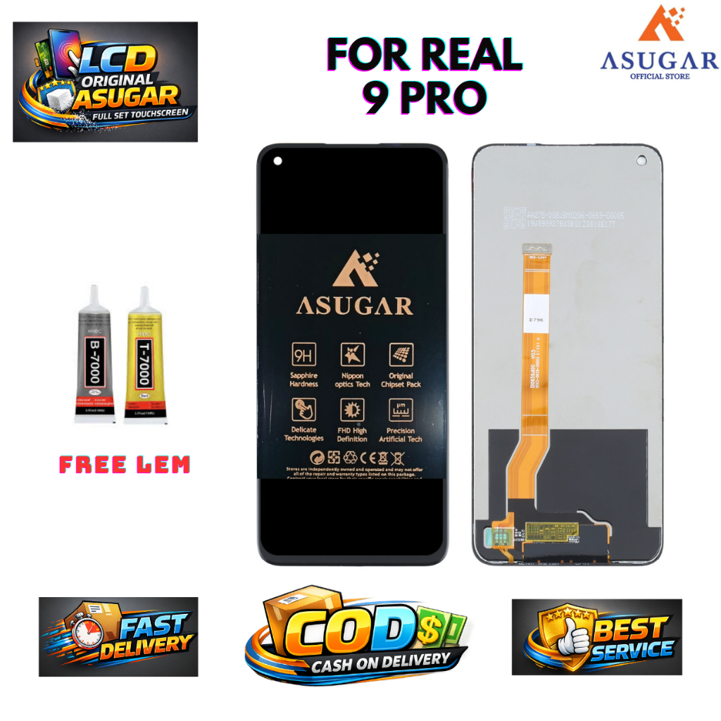 ASUGAR LCD ORIGINAL FULLSET TOUCHSCREEN ORIGINAL For Hp Real 9 pro, LCD Realme 9 4G, Realme 9 Pro Pl