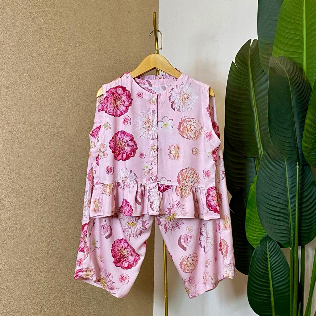 setelan babydol/setelan bunga AMIRA SET bunga/airin set/setelan busui/set ibu hamil/baju tidur/