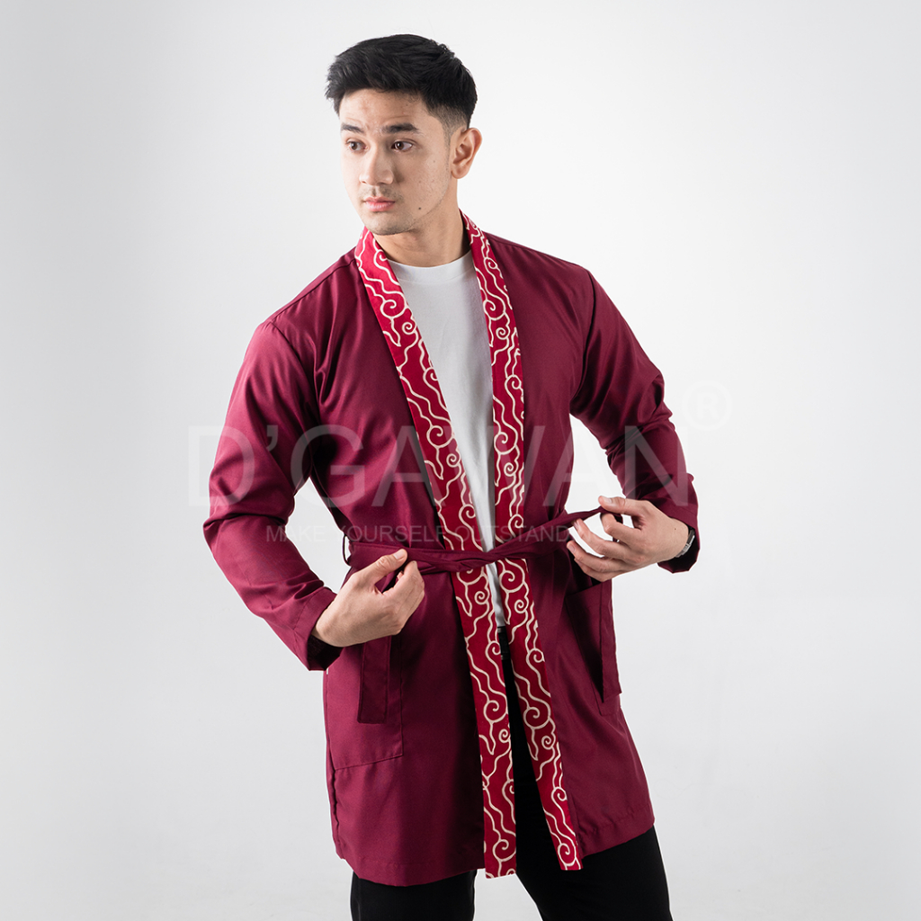 DGAWAN Original MEGA KIMONO Long Outer Kimono Pria  Lengan Panjang Kombinasi Batik Elegant Bahan Kat