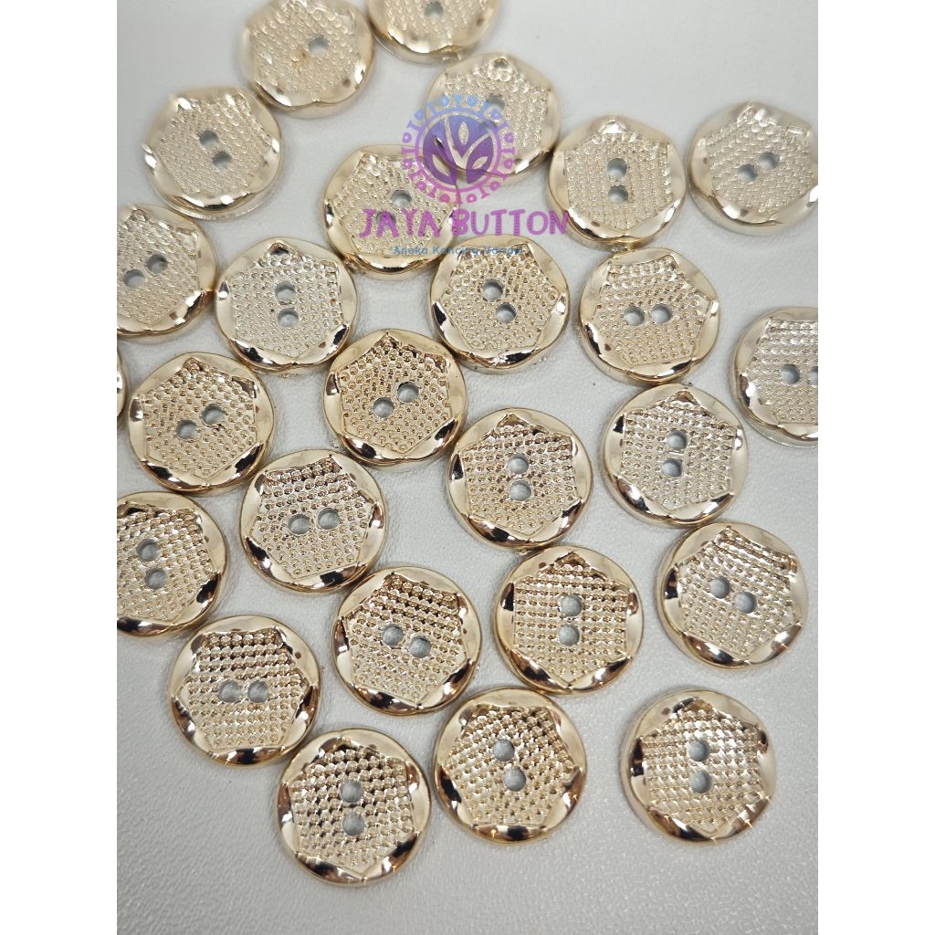 COD K024F KANCING FASHION MOTIF KIPAS DUA LOBANG/ KANCING BULAT MOTIF SEGI LIMA TITIK WARNA ROSW GOL