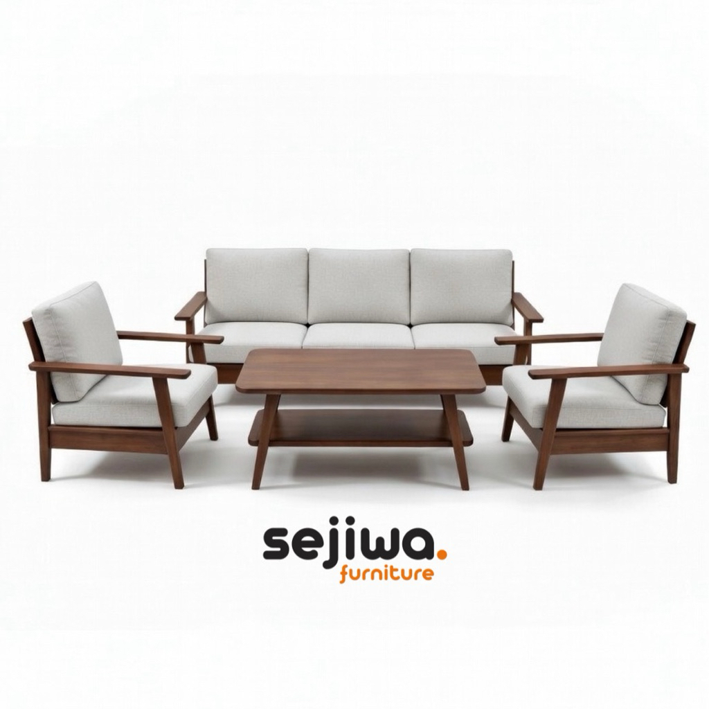 Set Kursi Tamu Kayu Jati Minimalis / Sofa Tamu Kayu Jati Model Vintage / Sofa Santai Kayu Jati
